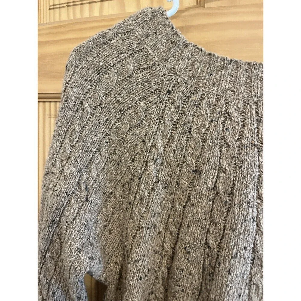 J Jill Sweater Women's Sz M Oatmeal Cable Knit Long Sleeve Pullover Wool Crew - Picture 5 of 5